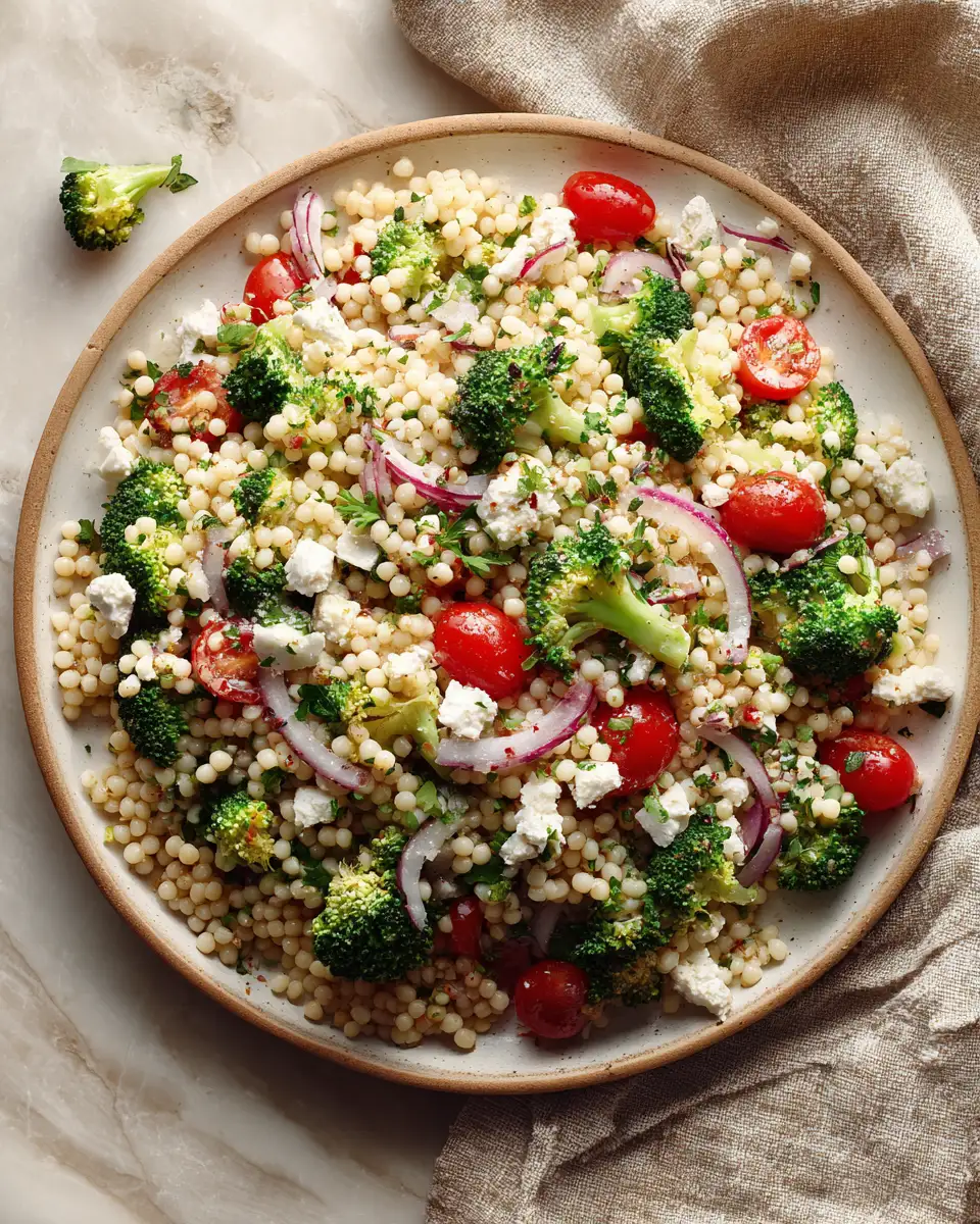 Fresh and Flavorful Israeli Couscous Salad with Broccoli - Featured Image