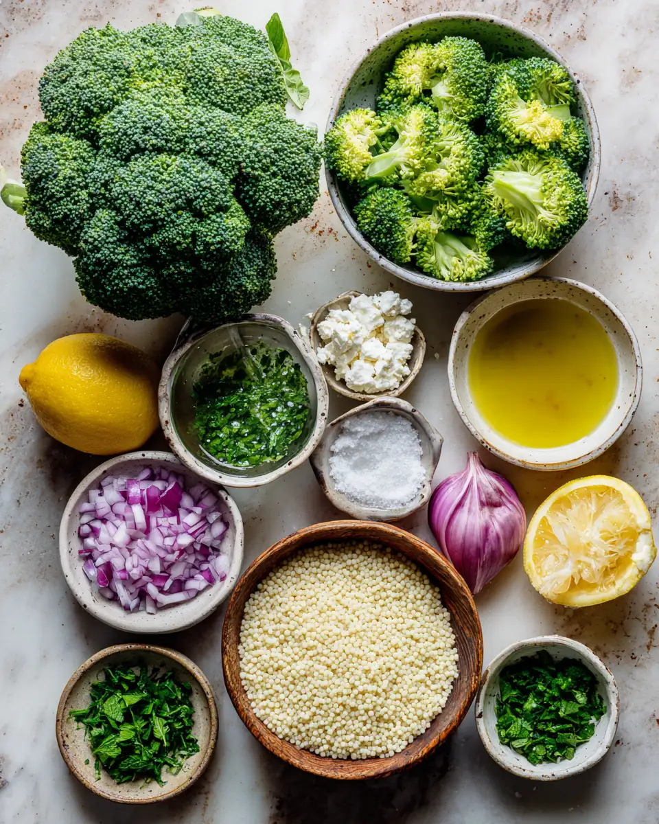 Ingredients for Fresh and Flavorful Israeli Couscous Salad with Broccoli