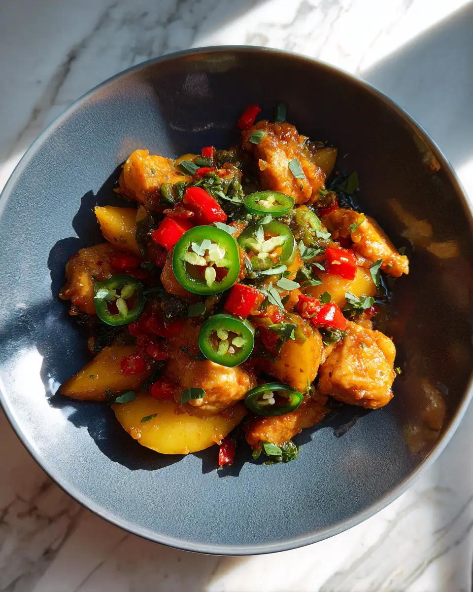 Final dish - Spicy Sweet Escape: Irresistible Jalapeño Peach Chicken Recipe