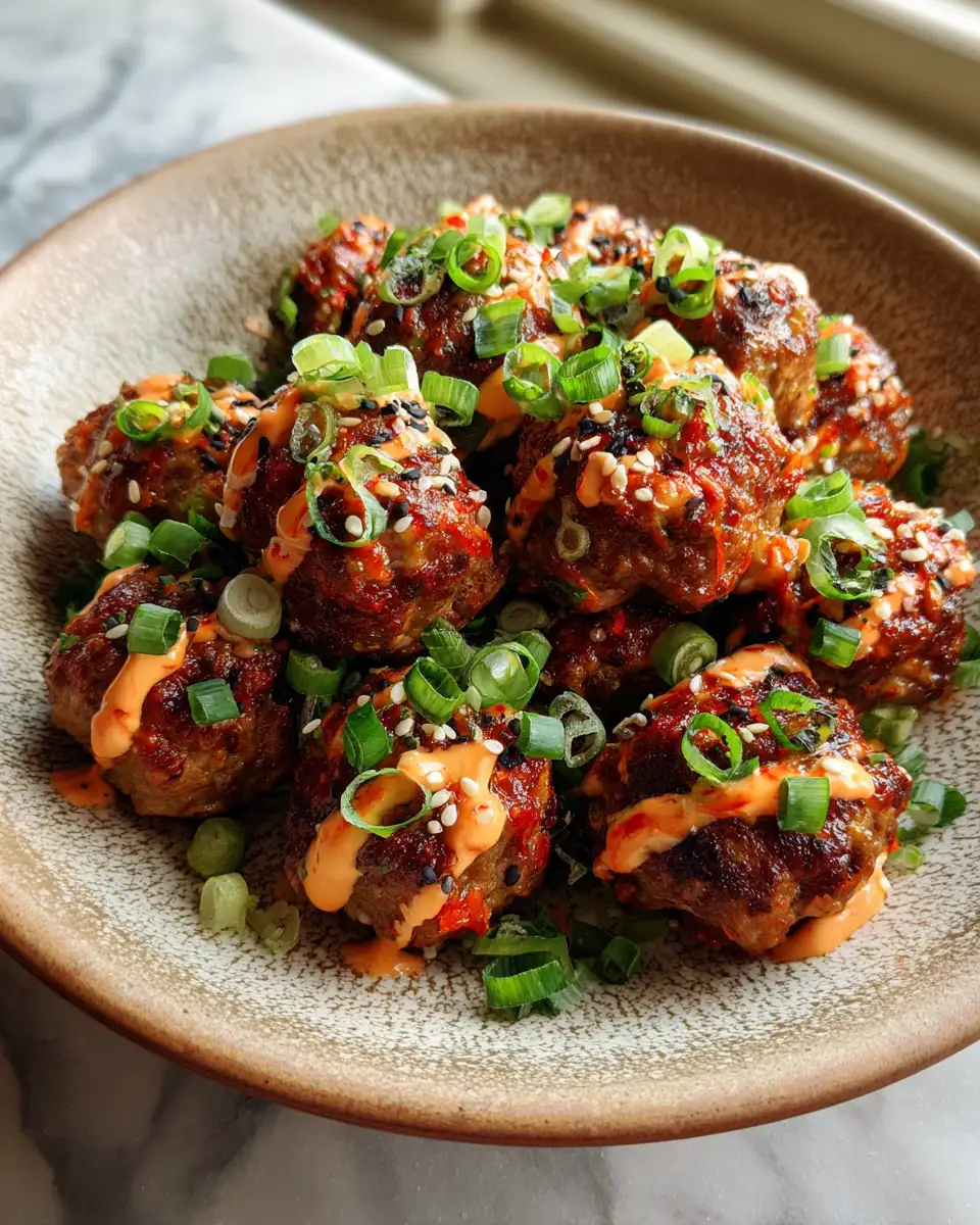 Final dish - Irresistible Korean Meatballs with Spicy Mayo The Perfect Fusion of Flavor