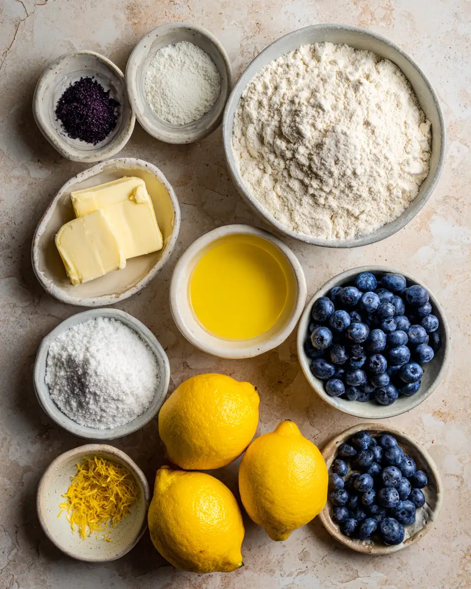 Ingredients for Irresistible Lemon Blueberry Cookies to Brighten Your Day