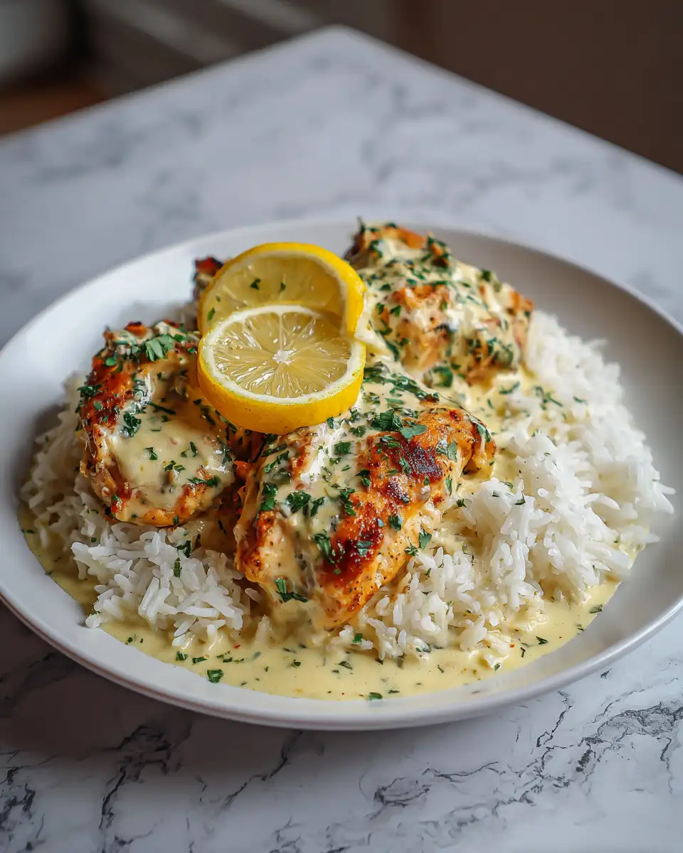 Delicious Lemon Herb Chicken with Creamy Sauce and Fluffy Rice to Brighten Your Meal - Featured Image