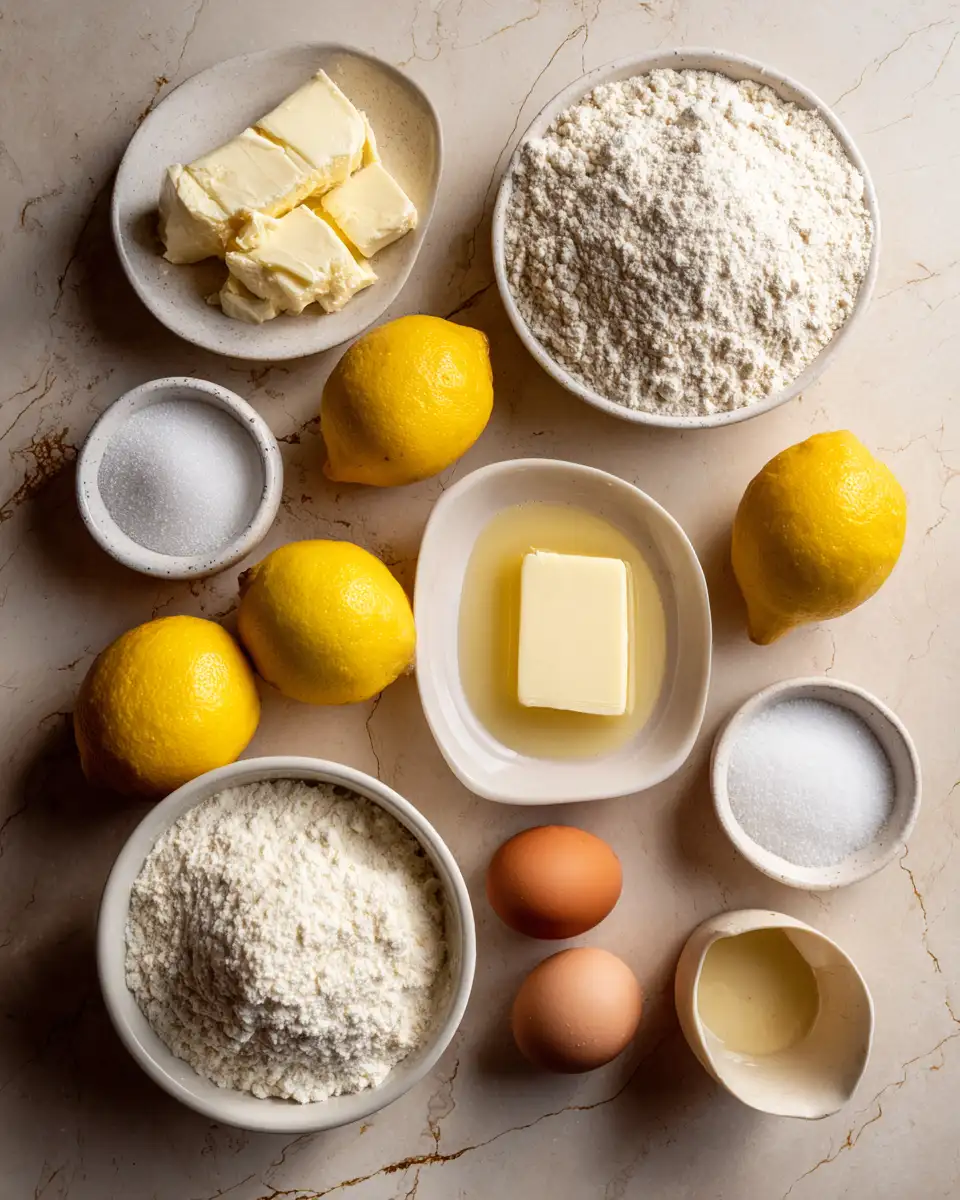 Ingredients for The Ultimate Lemon Sugar Cookies Recipe for a Zesty Sweet Treat