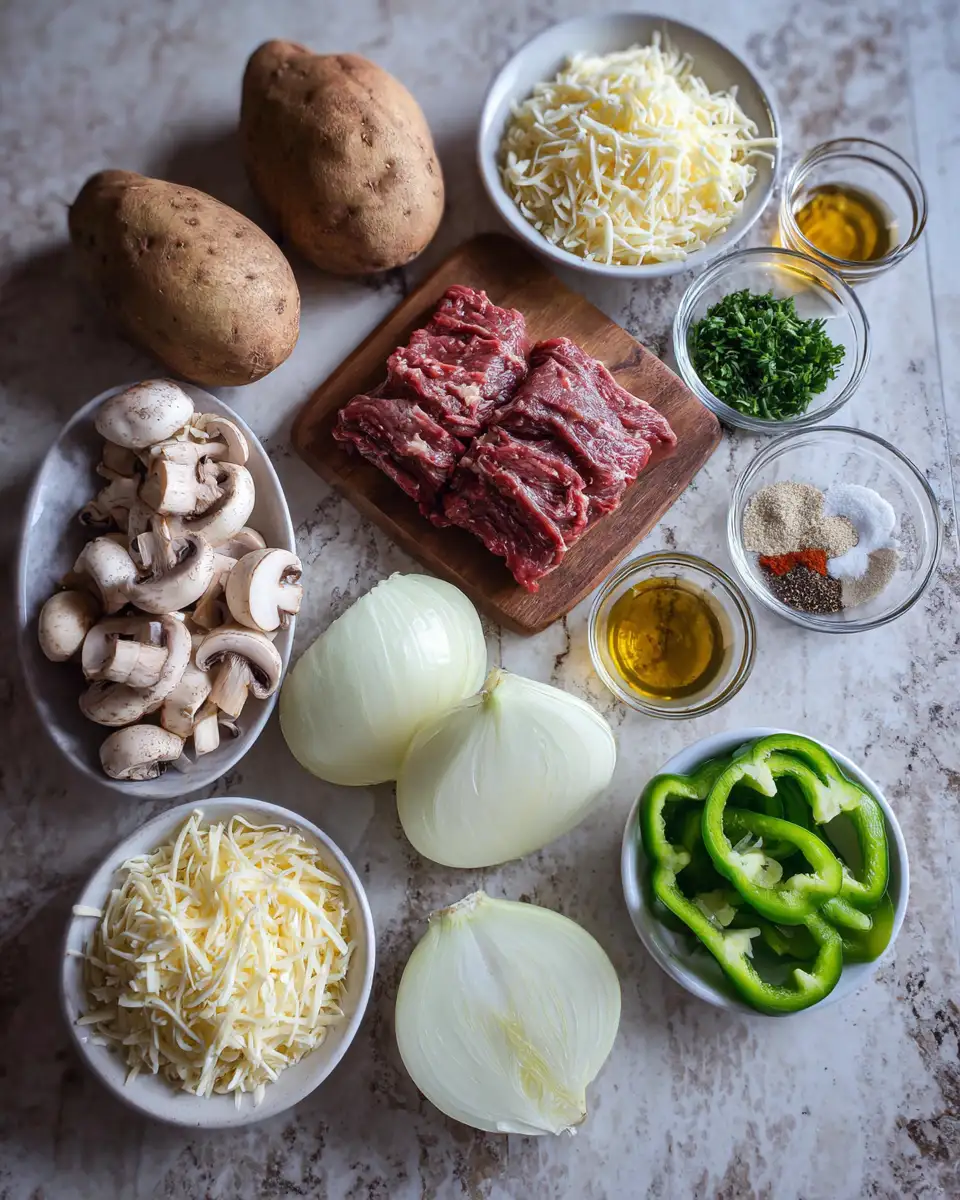 Ingredients for Ultimate Loaded Philly Cheesesteak Fries Recipe to Satisfy Your Cravings