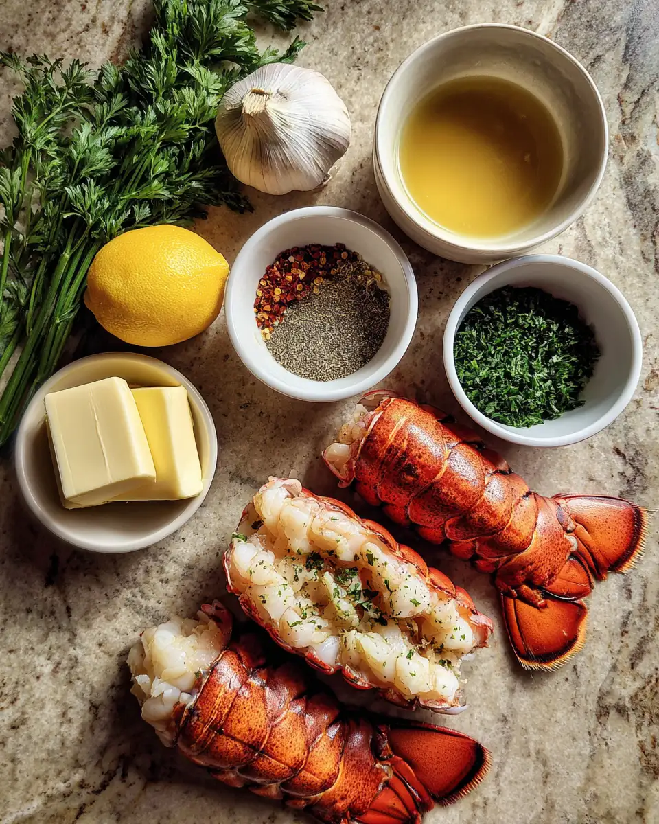 Ingredients for Decadent Lobster Tails with Irresistible Garlic Herb Butter Sauce