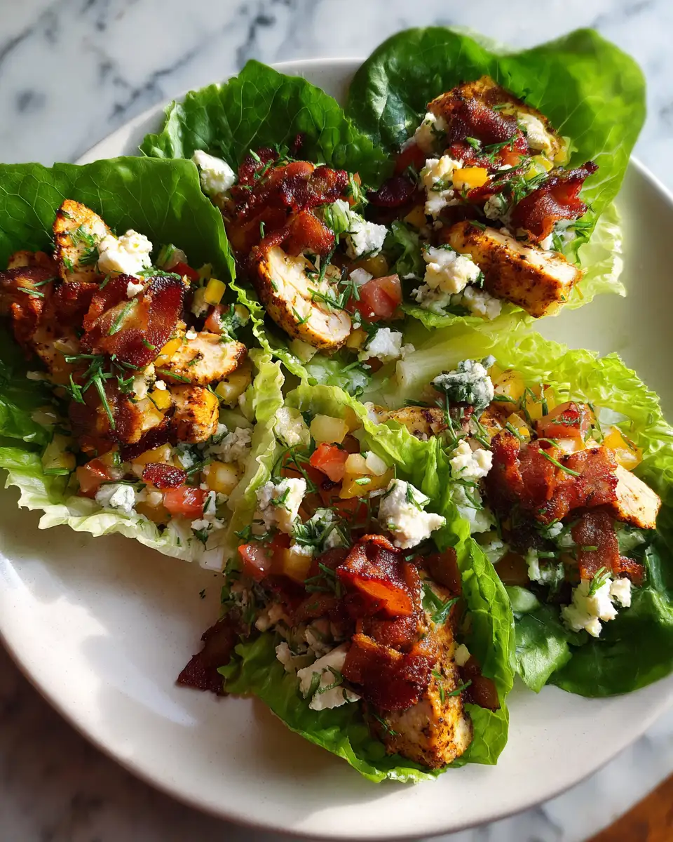 Delicious Low Carb Chicken Club Lettuce Wraps Youll Love - Featured Image