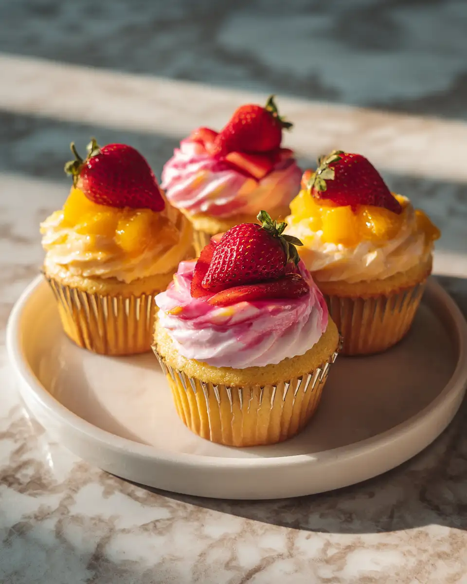 Final dish - Sweet and Tangy Mango Strawberry Sunset Cupcakes to Brighten Your Day