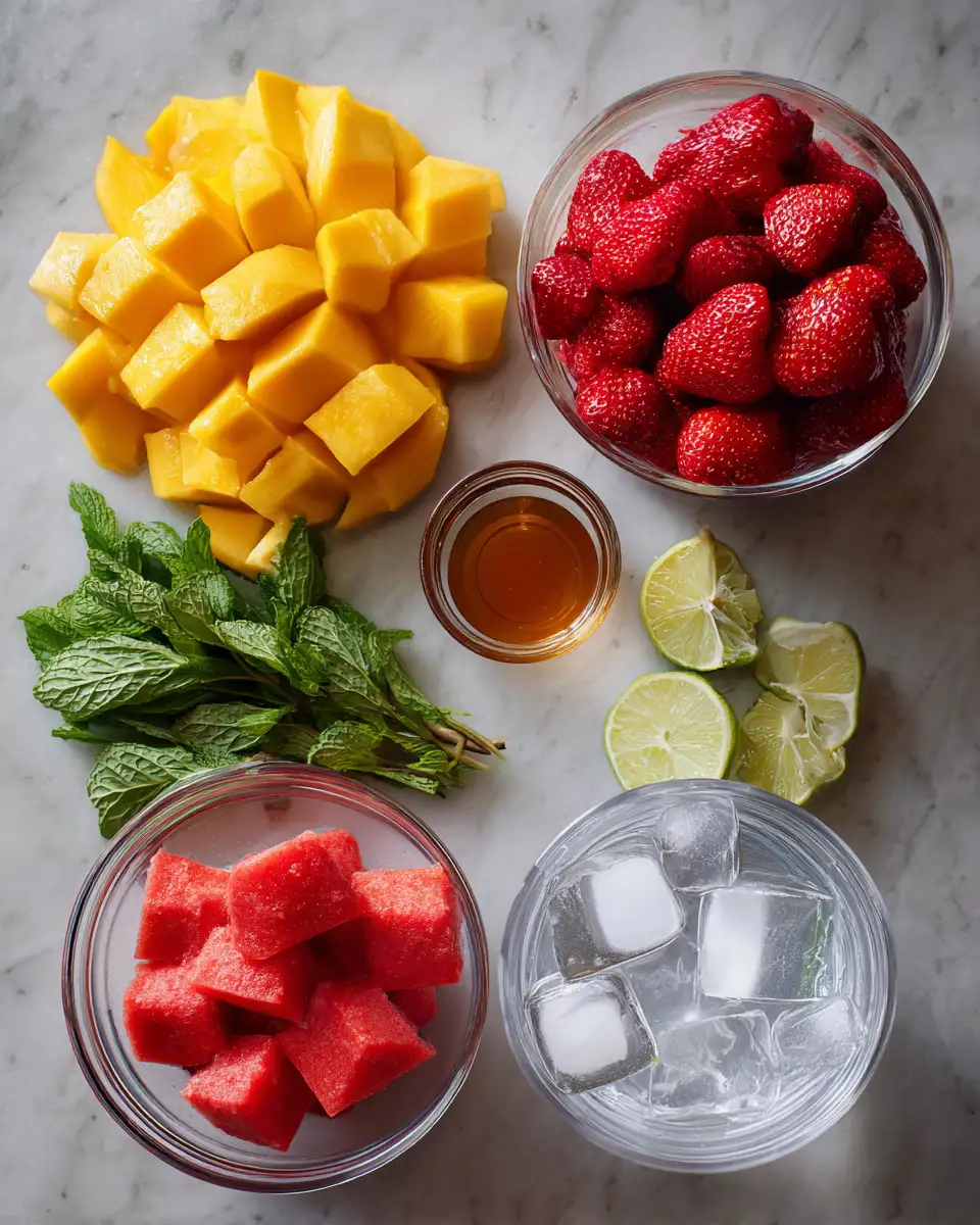 Ingredients for Refresh Your Day with Delicious Mango Strawberry Swirled Slushies