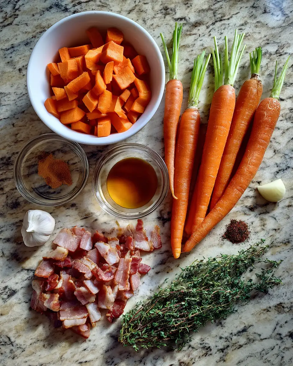 Ingredients for Sweet and Savory Maple Bacon Carrots Your New Favorite Side