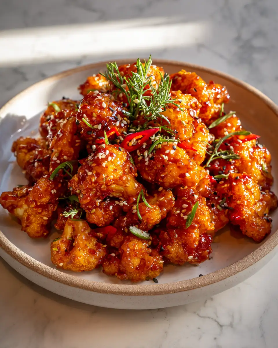 Crispy Maple Sriracha Cauliflower Perfect for a Spicy Sweet Snack - Featured Image