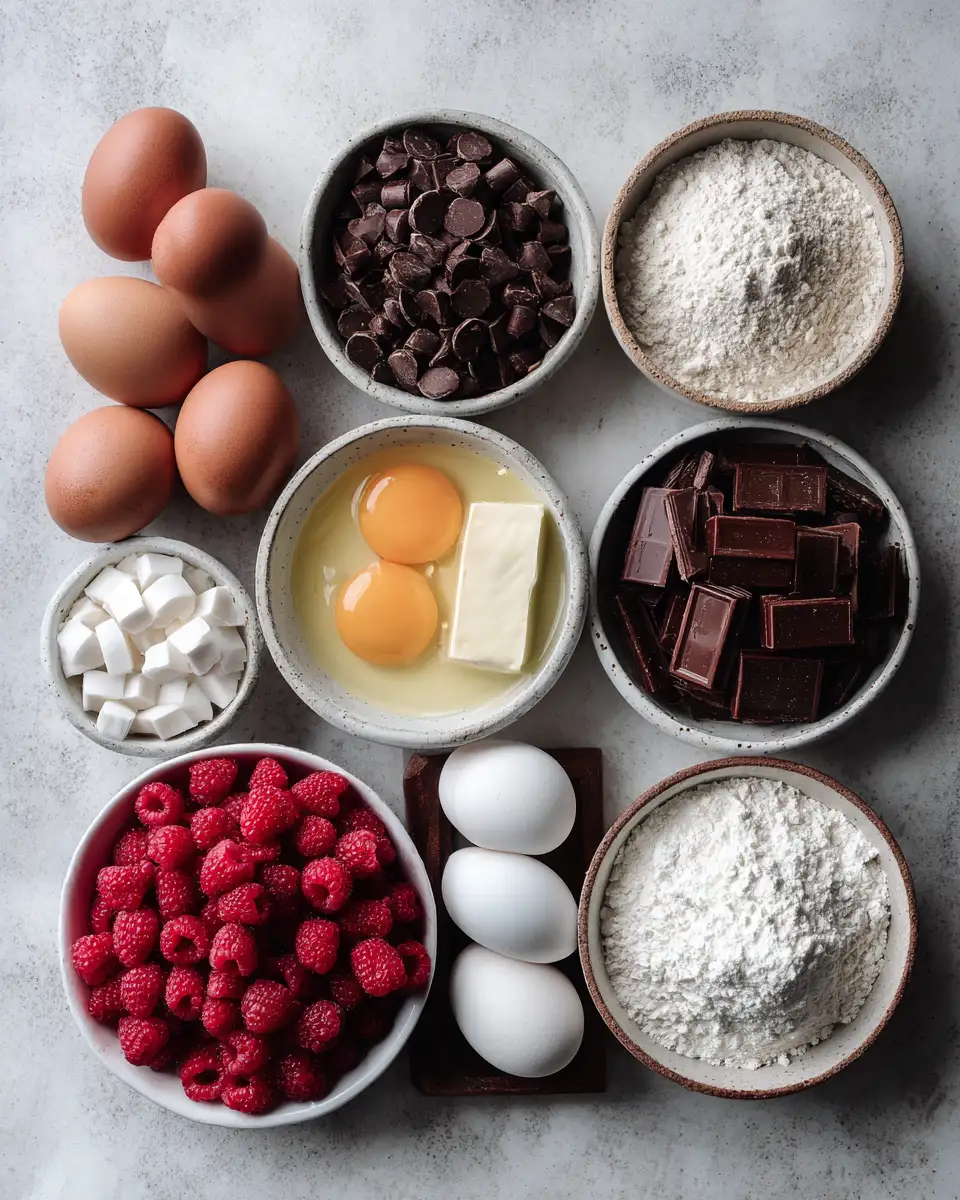 Ingredients for Decadent Molten Raspberry Chocolate Cupcakes That Will Melt Your Heart