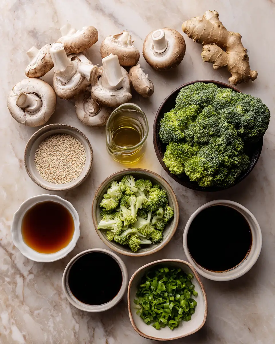 Ingredients for Deliciously Crispy Mushroom and Broccoli Stir Fry Recipe to Satisfy Your Cravings