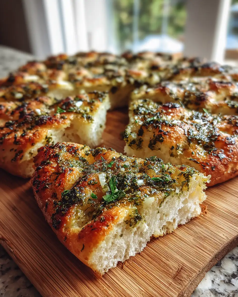 Final dish - Irresistible No-Knead Focaccia Bread with Fresh Pesto