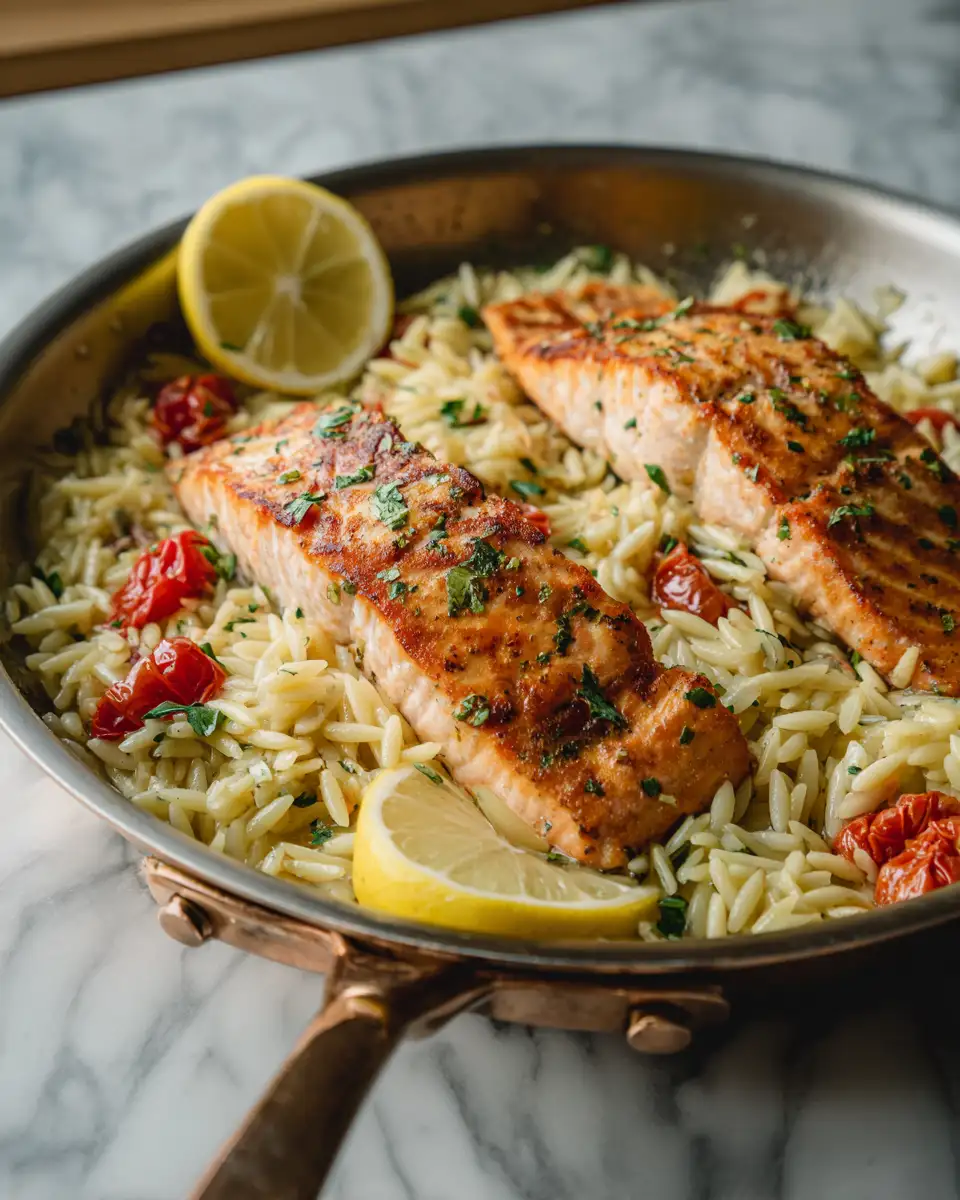 Delicious One Skillet Salmon with Lemon Orzo Perfect for a Quick and Healthy Meal - Featured Image