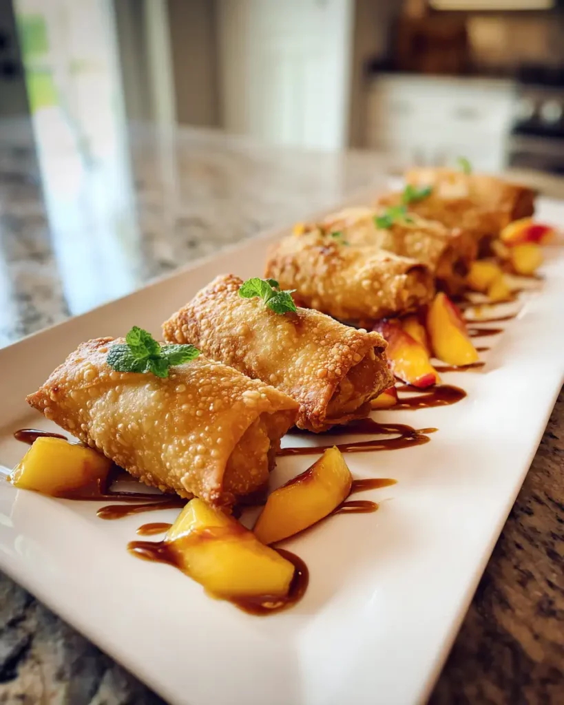Sweet and Crispy Peach Cobbler Egg Rolls Perfect for Dessert Lovers - Featured Image