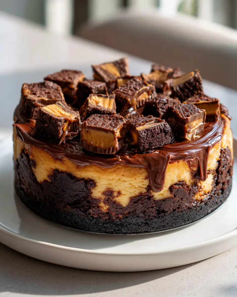 Decadent Peanut Butter Cup Brownie Cheesecake Bliss - Featured Image