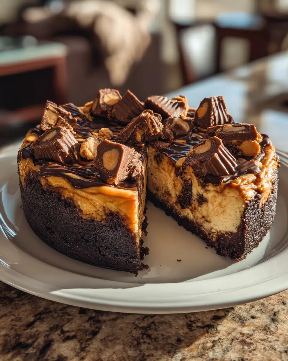 Final dish - Decadent Peanut Butter Cup Brownie Cheesecake Bliss