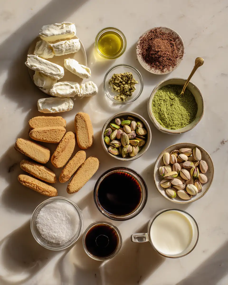Ingredients for Decadent Delight: Discovering Pistachio Tiramisu Cups