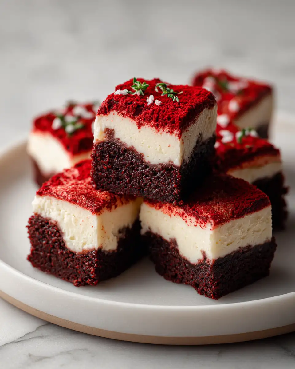 Final dish - Irresistible Red Velvet Cheesecake Brownie Bites That Melt in Your Mouth