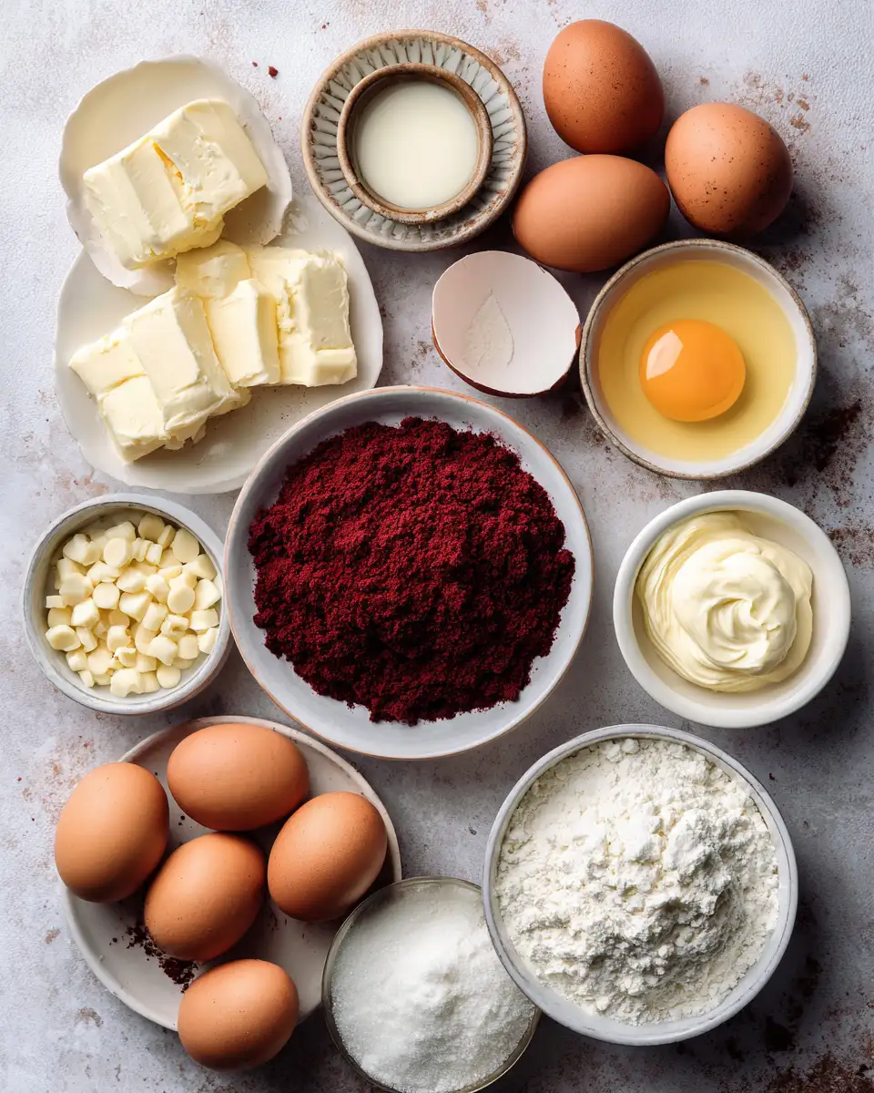 Ingredients for Irresistible Red Velvet Cheesecake Brownie Bites That Melt in Your Mouth