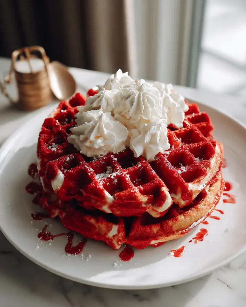 Swirl into Sweetness: Irresistible Red Velvet Marble Waffles - Featured Image