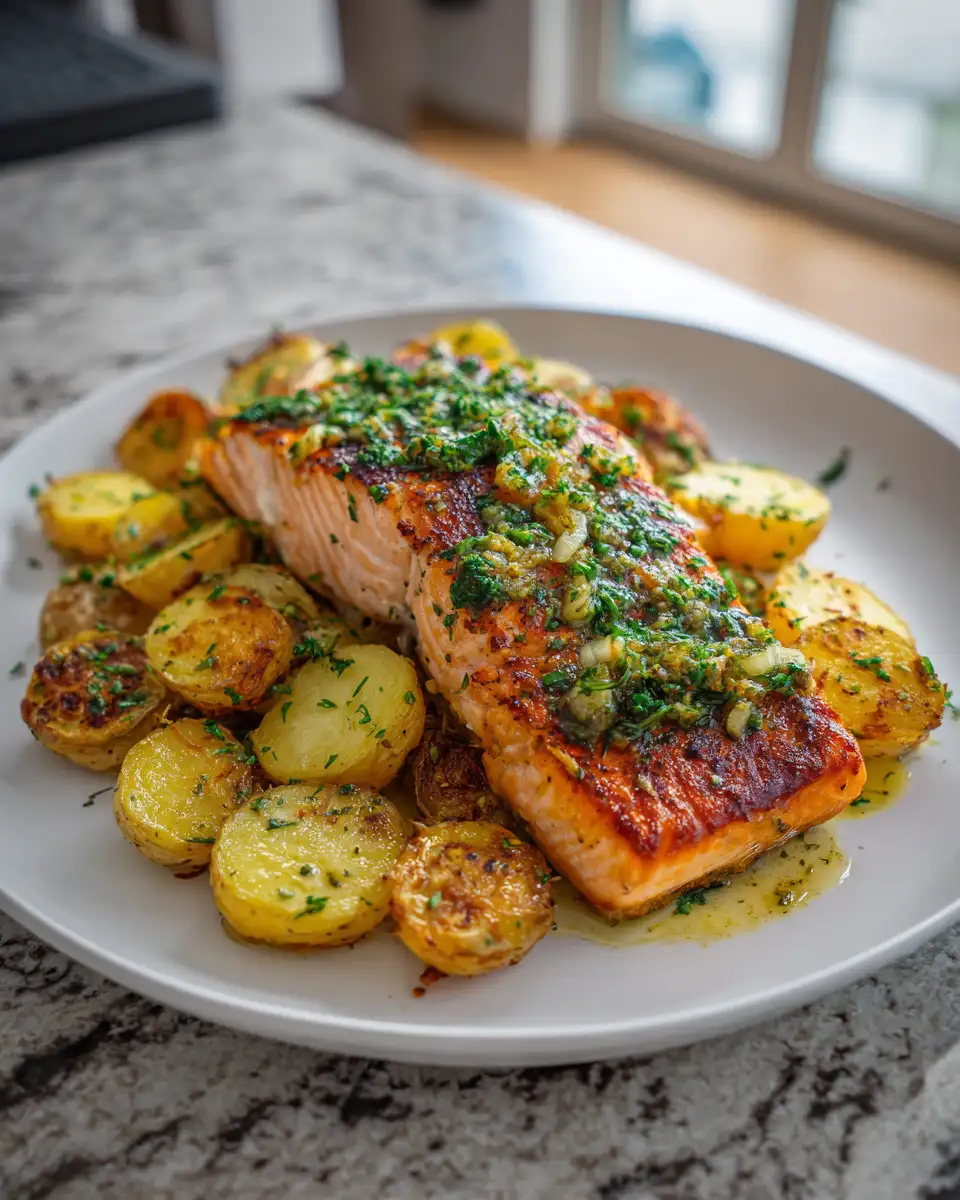 Final dish - Deliciously Crispy Salmon and Potato Bake Your Taste Buds Will Love