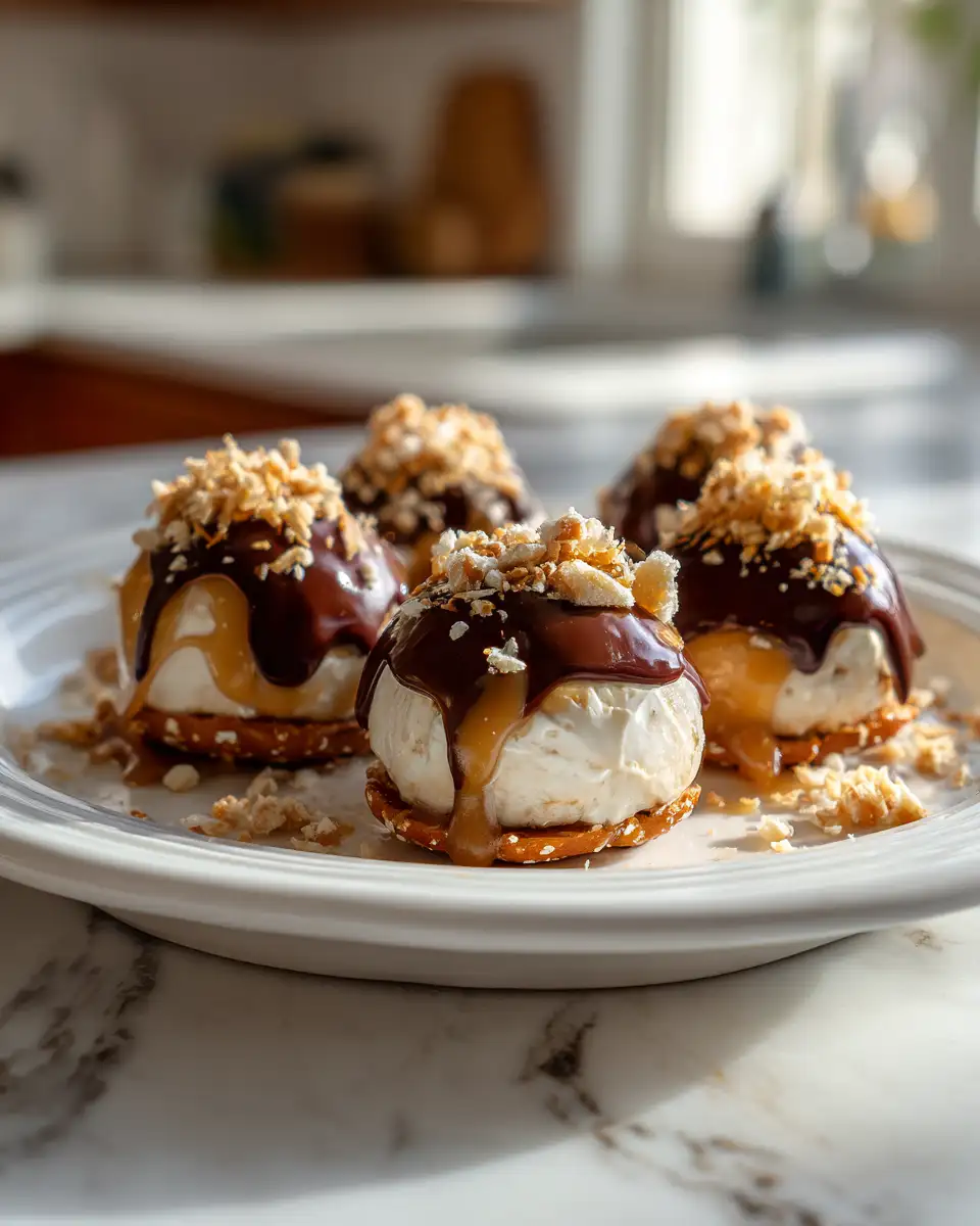 Final dish - Irresistible Salted Caramel Pretzel Cheesecake Balls: A Sweet and Salty Delight