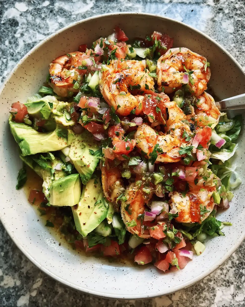 Final dish - Delicious Shrimp Salad with Creamy Avocado and Fresh Salsa Perfect for Summer