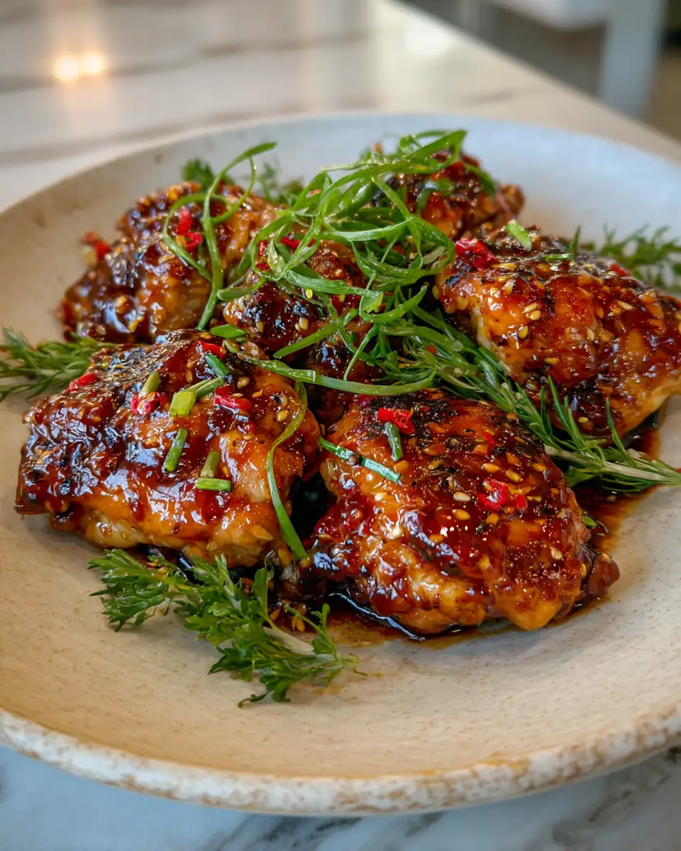 Final dish - Sizzling Skillet Bang Bang Chicken Thighs Your New Favorite Weeknight Dinner
