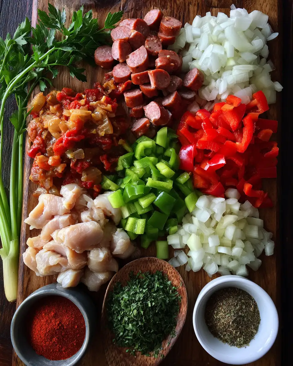 Ingredients for Deliciously Easy Slow Cooker Chicken Jambalaya Recipe to Savor Today