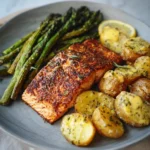 Irresistible Spiced Salmon with Cheesy Asparagus and Garlic Herb Potatoes to Satisfy Your Cravings - Featured Image
