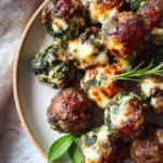 Irresistible Spinach Garlic Meatballs Stuffed with Melty Mozzarella - Featured Image