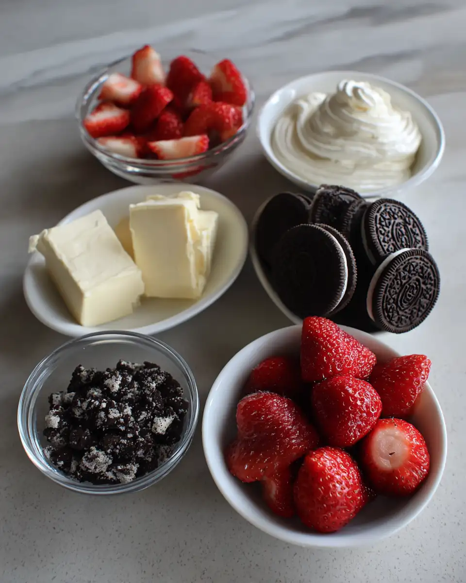 Ingredients for Sweet and Crispy Strawberry Oreo Cups Your New Favorite Dessert