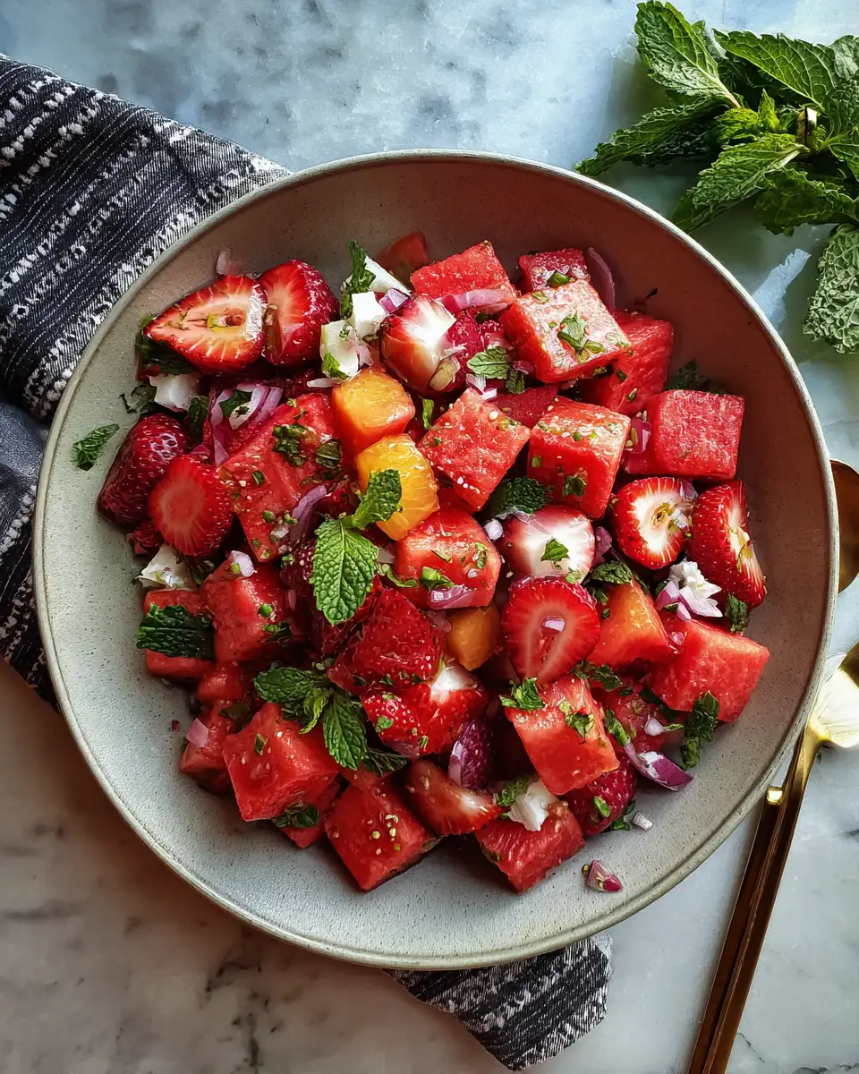 Final dish - Refreshing Strawberry Watermelon Salad with Honey Perfect for Summer