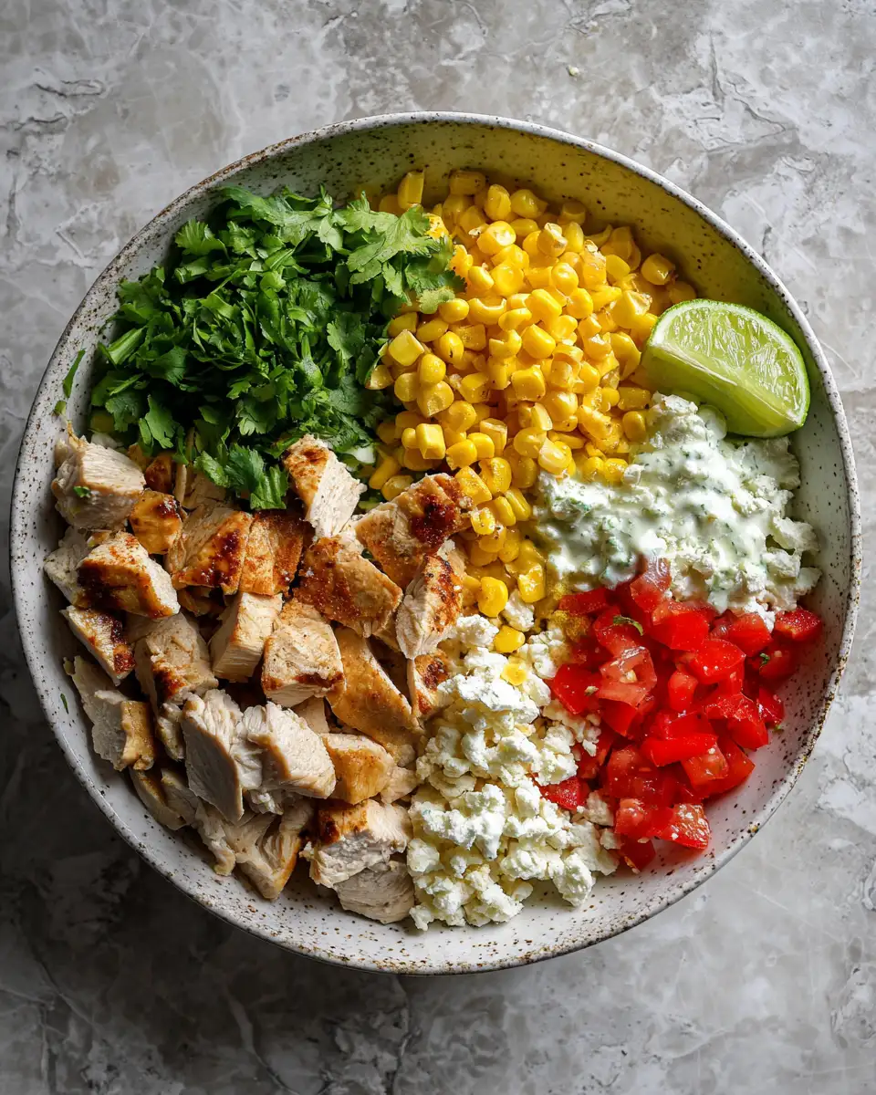 Ingredients for Ultimate Street Corn Chicken Bowl Recipe for a Flavor Packed Meal