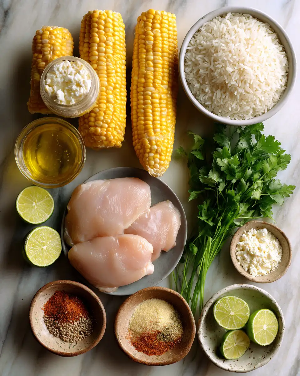 Ingredients for Ultimate Street Corn Chicken Rice Bowl Recipe to Satisfy Your Cravings