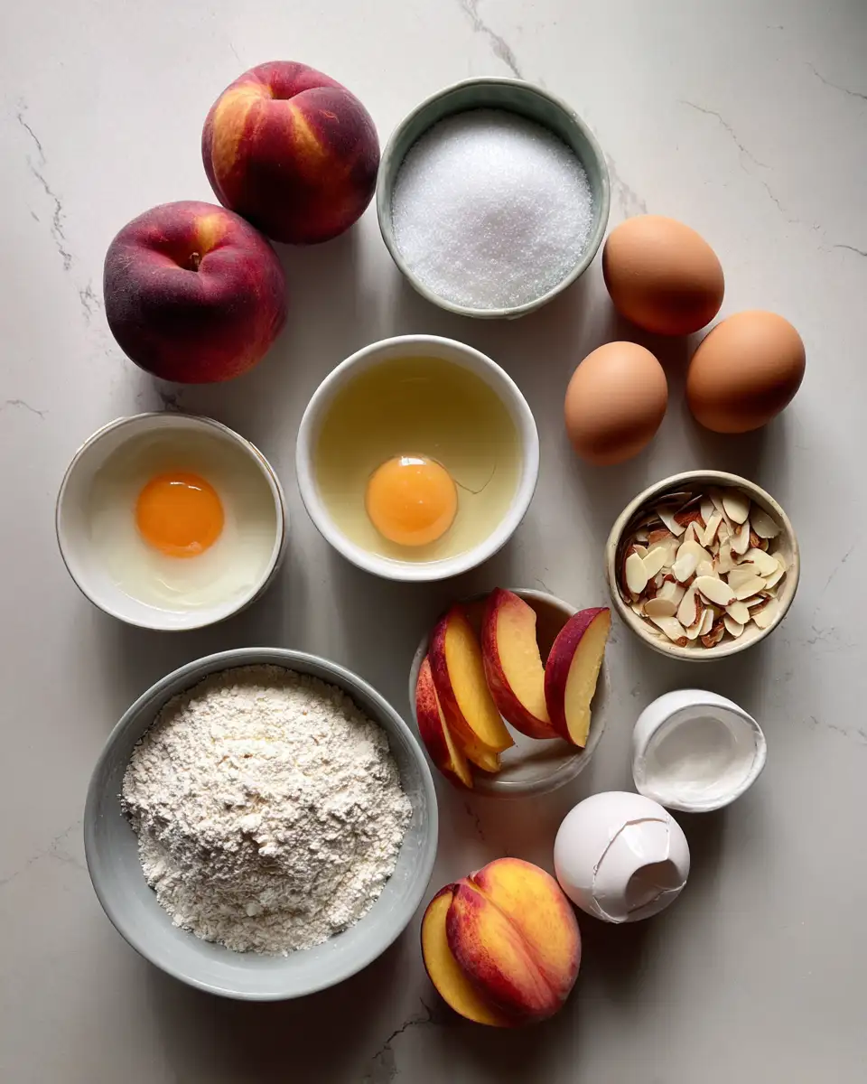 Ingredients for Sweet and Juicy Summer Peach Cake Perfect for Warm Days