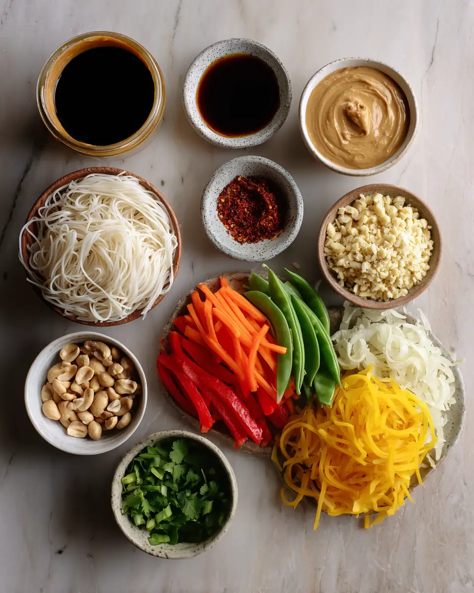 Ingredients for Discover the Irresistible Flavor of Thai Peanut Noodles