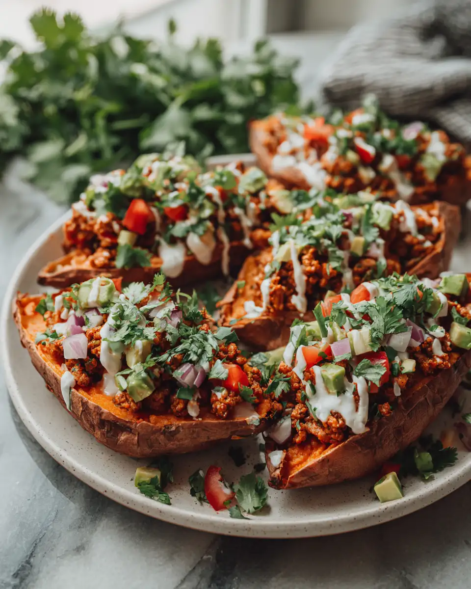 Deliciously Healthy Turkey Taco Stuffed Sweet Potatoes to Satisfy Your Cravings - Featured Image