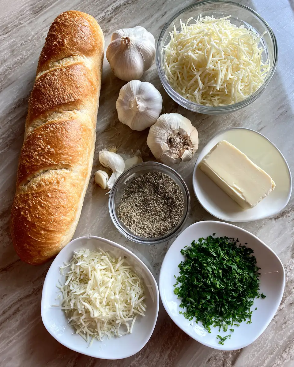 Ingredients for Irresistibly Delicious The Ultimate Cheesy Garlic Bread Recipe