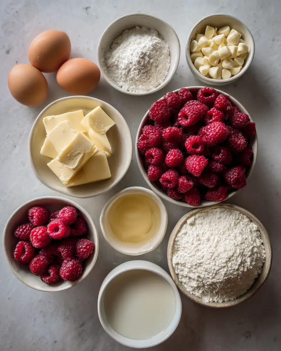 Ingredients for Delight Your Senses with the Ultimate White Chocolate Raspberry Loaf Cake for Every Lover