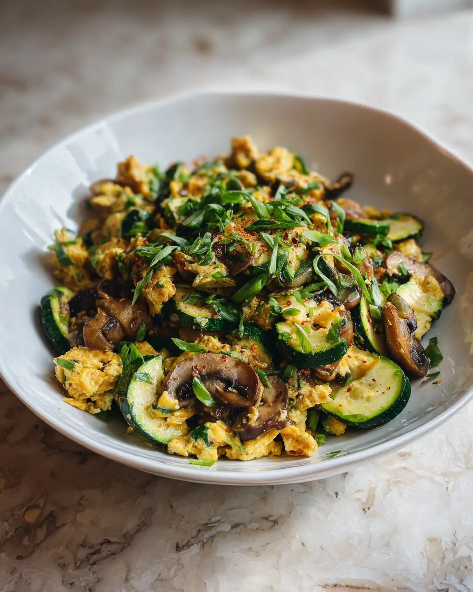 Final dish - Delicious Zucchini Mushroom Scramble Your New Favorite Breakfast