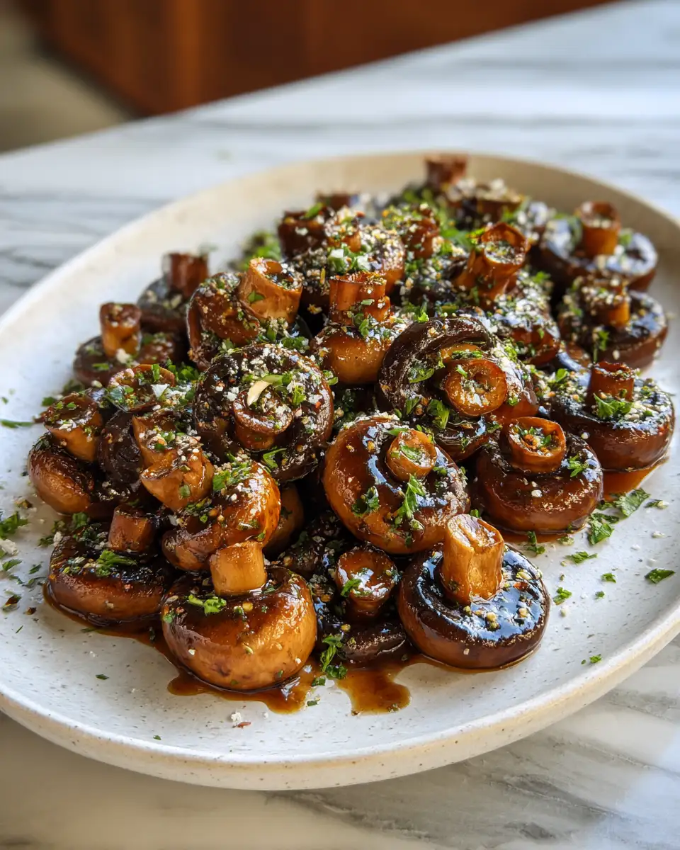 Final dish - Irresistible Balsamic Soy Roasted Garlic Mushrooms Recipe to Elevate Your Meal