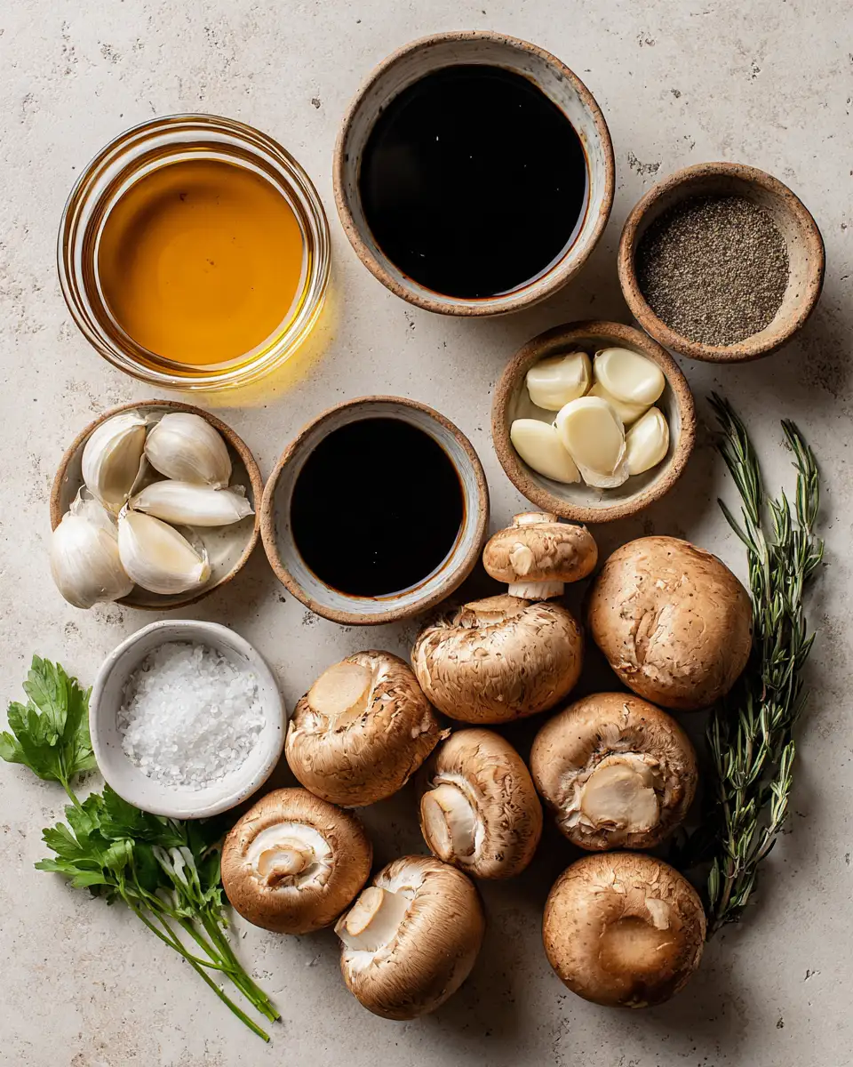 Ingredients for Irresistible Balsamic Soy Roasted Garlic Mushrooms Recipe to Elevate Your Meal