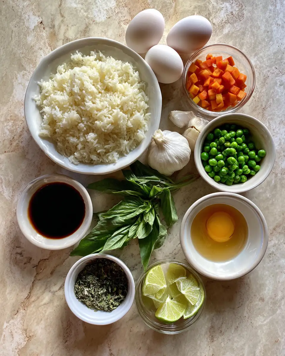 Ingredients for Discover the Irresistible Flavor of Basil Fried Rice