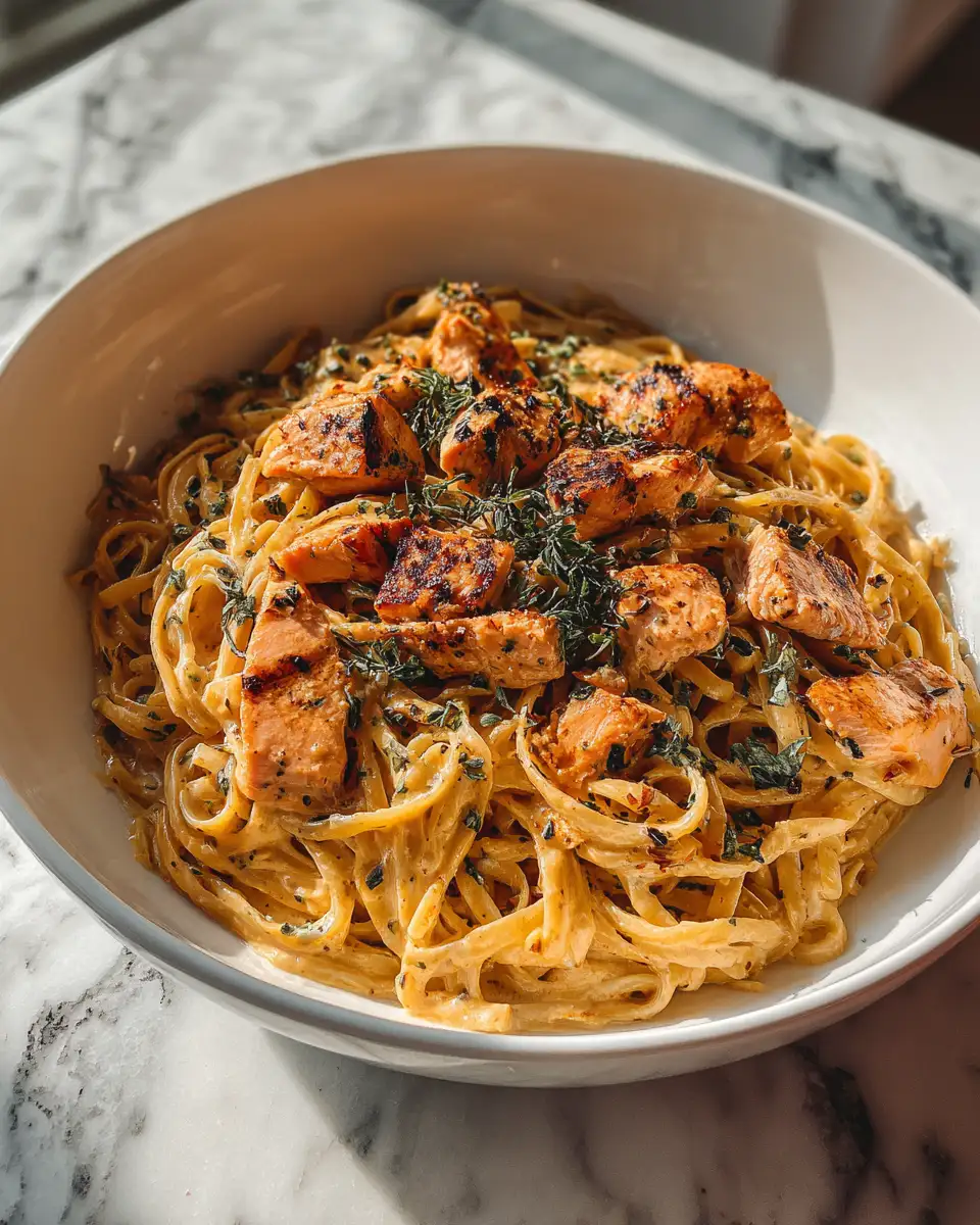 Final dish - Irresistible Creamy Cajun Salmon Pasta Recipe to Satisfy Your Cravings
