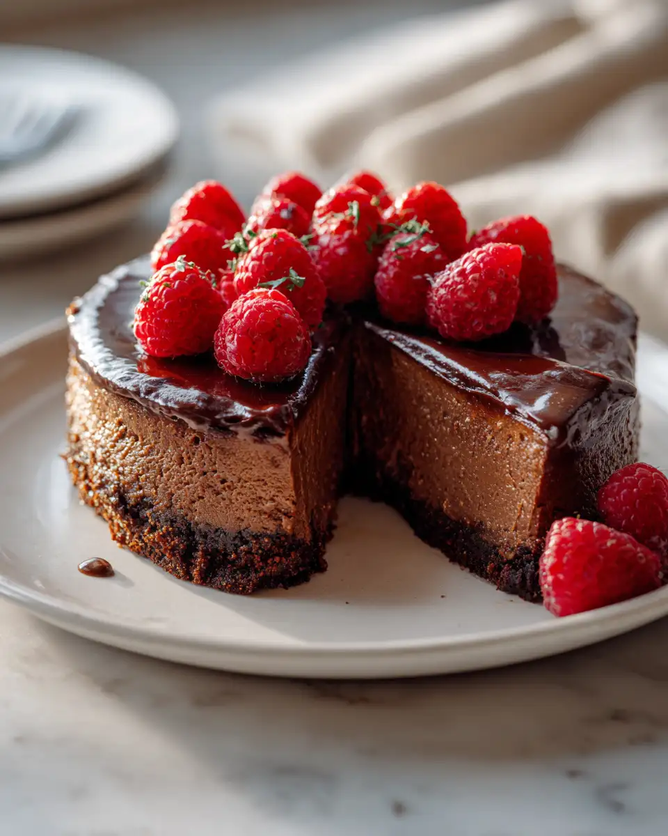 Final dish - Decadent Dark Chocolate Raspberry Cheesecake Bliss