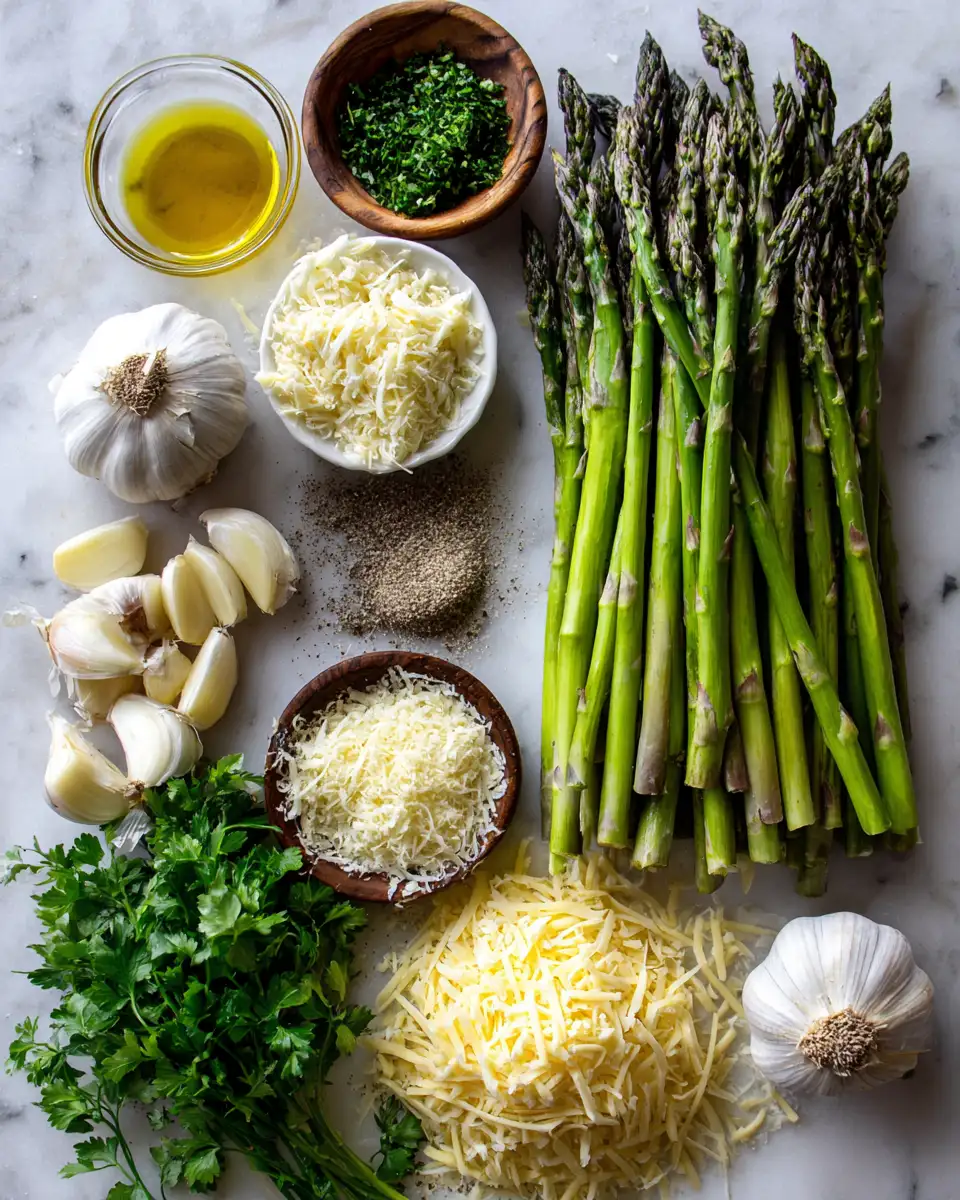 Ingredients for Deliciously Simple Cheesy Garlic Roasted Asparagus Recipe to Elevate Your Veggie Game
