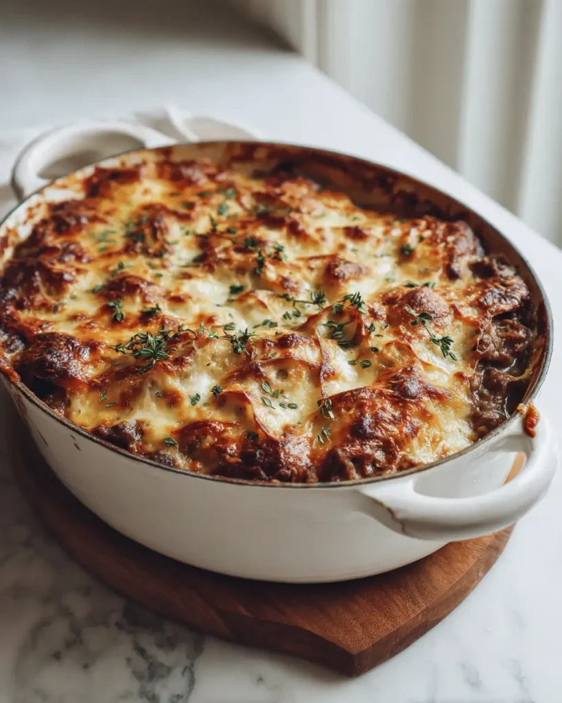 Deliciously Savory French Onion Beef Casserole Your Family Will Love - Featured Image