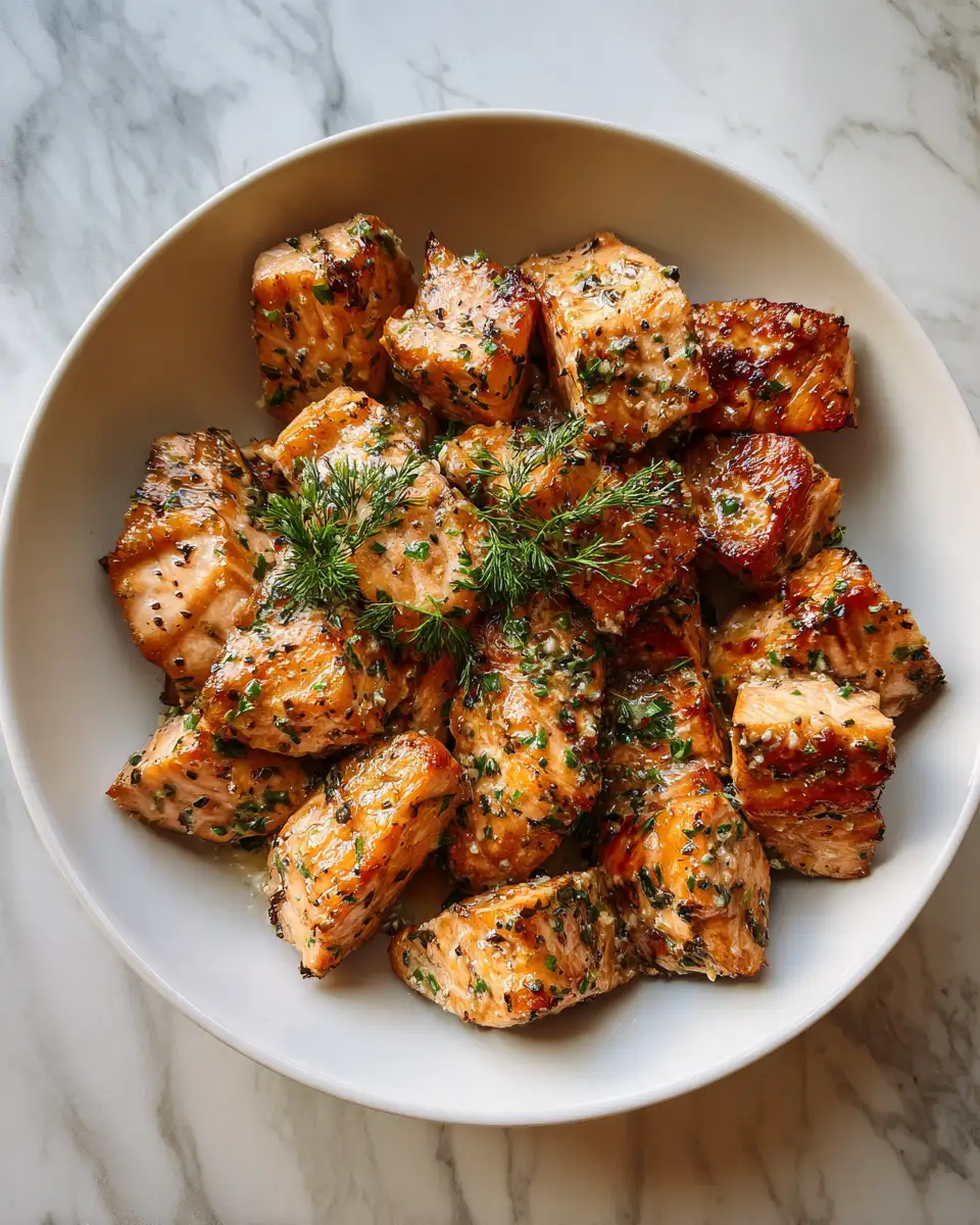 Final dish - Irresistible Garlic Butter Salmon Bites That Will Melt in Your Mouth